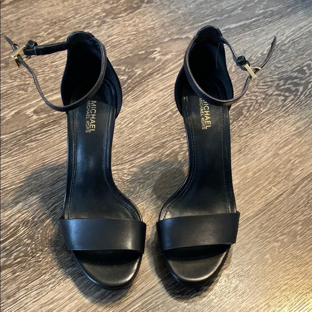 Michael by Michael Korda black strappy sandals.